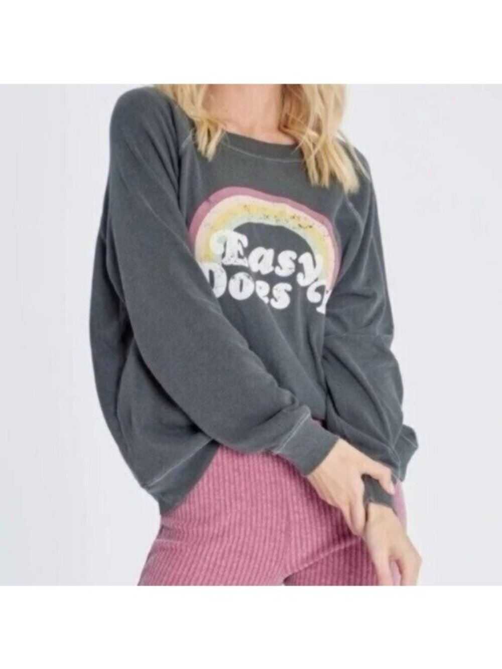 Wildfox Rainbow Lounge Easy Does It Sweater Oversized Boho Beach Oversized